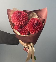 Букет из 3 ярких георгинов