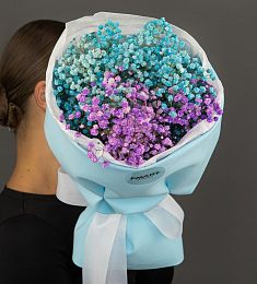 Букет из 5 голубых и фиолетовых гипсофил 