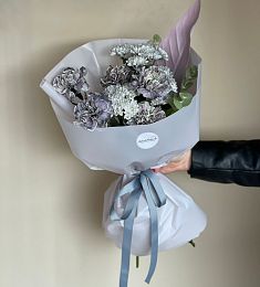 Букет "Душинка" из хризантем и гвоздик