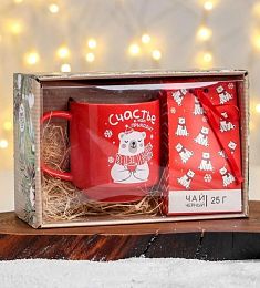 Подарочный набор «Счастье к нам приходит»: кружка 350 мл, чай чёрный 25 г