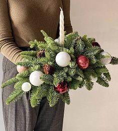 Новогодний декор Настольная композиция "Ruby" из нобилиса