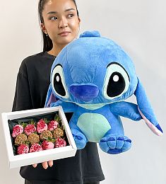 Сет "Клубника и Стич" клубника в шоколаде и мягкая игрушка Стич