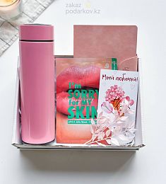 Подарочный бокс "lova" термостакан, маска для лица и блокнот 