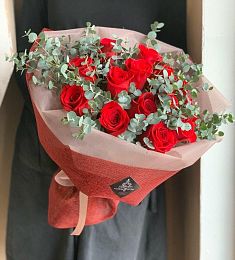 Букет "Пламенный" из голландских роз
