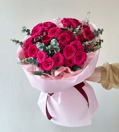 Букет "Радостное предвкушение" из спрей роз и эвкалипта