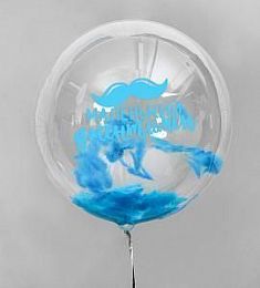 Шар прозрачный - Маленький джентельмен с перьями - 18"