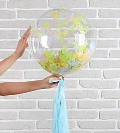 Шар прозрачный - Весенний (конфетти-звезды) - 18"