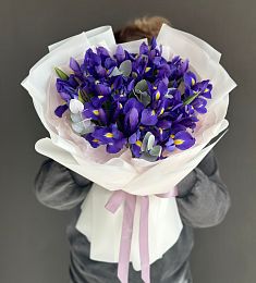 23 ириса с эвкалиптом